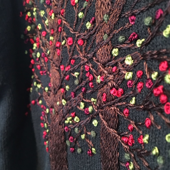 Susan Bristol Hand Embroidered Tree Cardigan NWT L - Picture 6 of 7